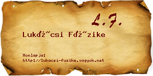 Lukácsi Füzike névjegykártya
